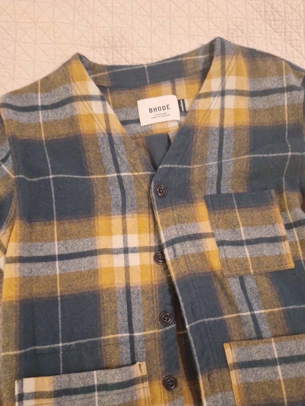 Women's Plaid Utility Jacket in Mustard & Teal